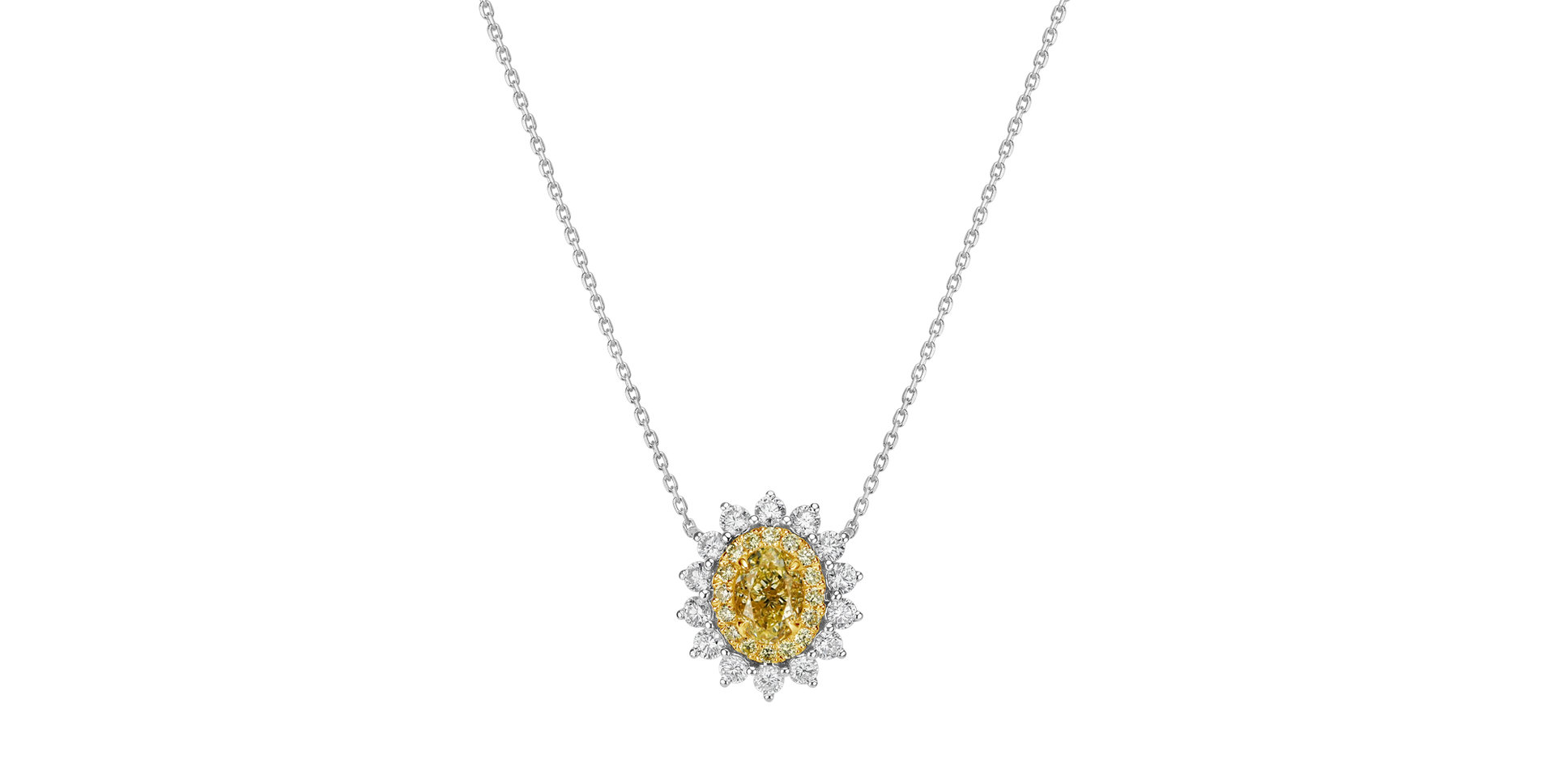 Necklace with yellow and white diamonds Sunshine Goddess