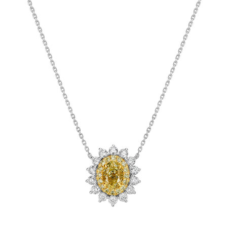 Necklace with yellow and white diamonds Sunshine Goddess