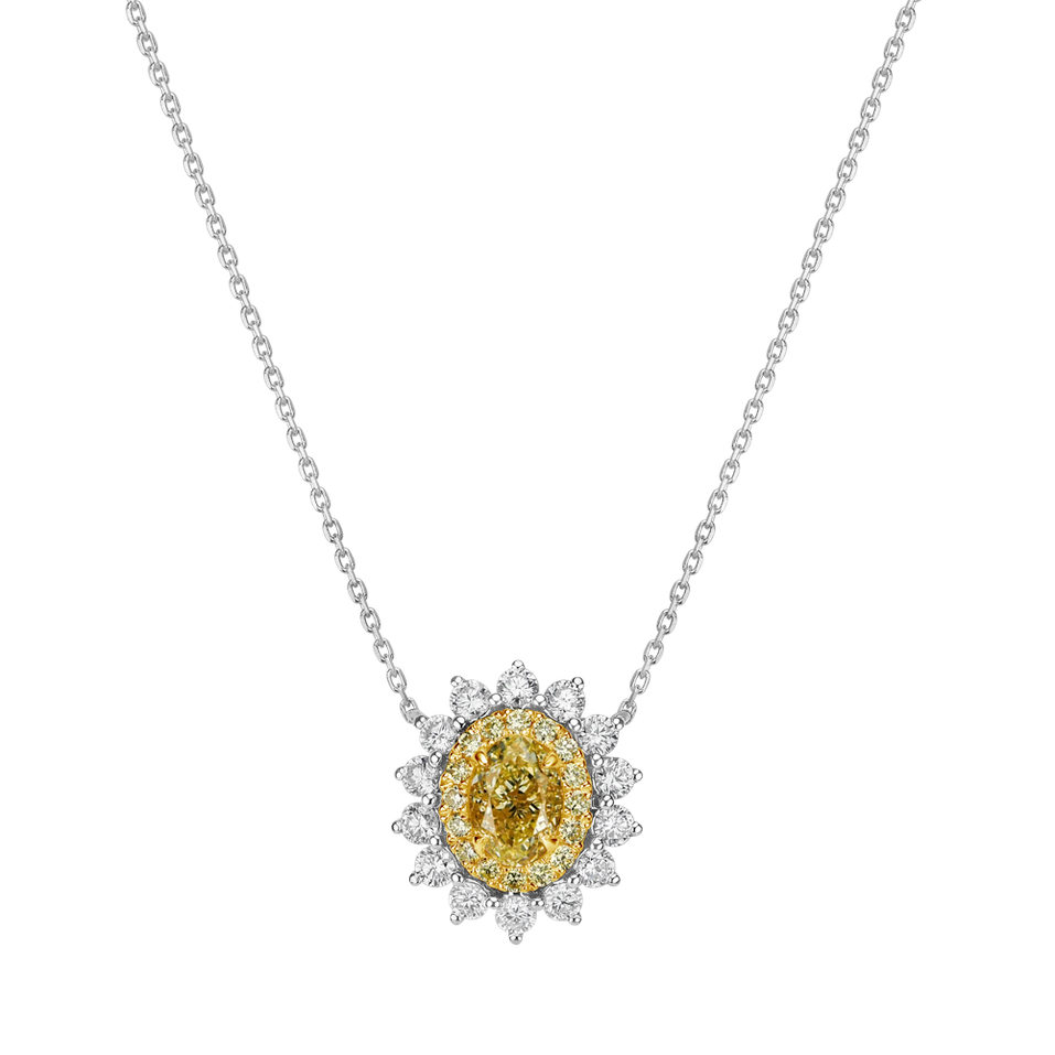 Necklace with yellow and white diamonds Sunshine Goddess