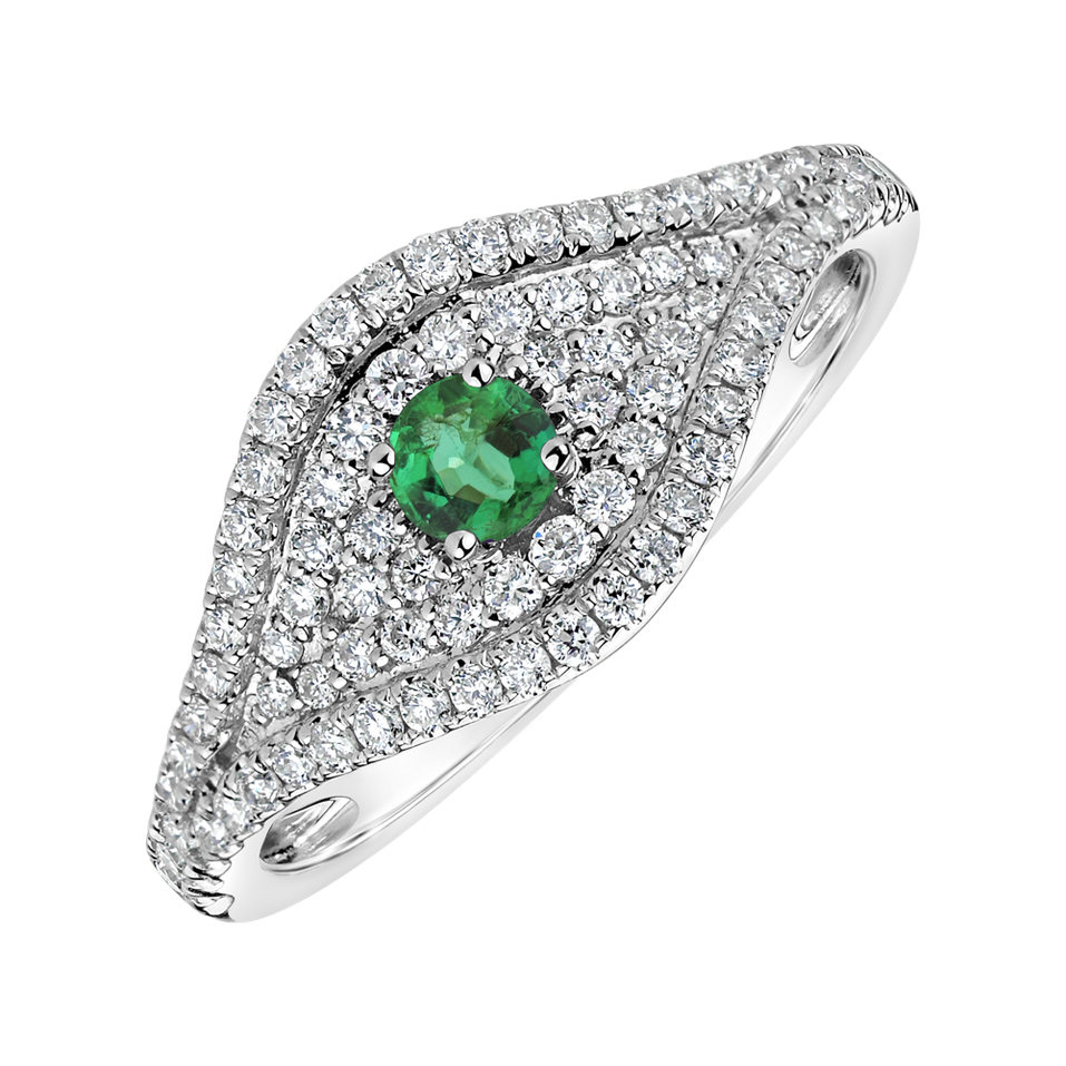 Diamond ring with Emerald Bright Vision