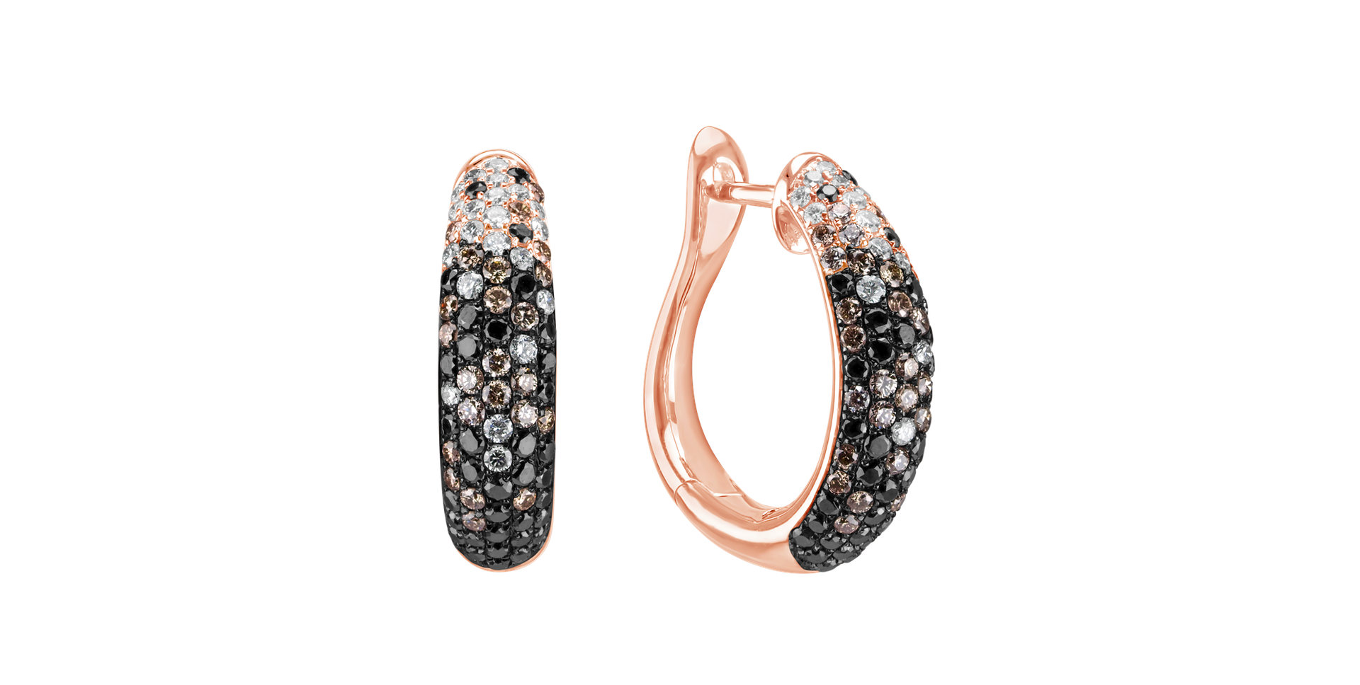 Earrings with white, brown and black diamonds Inferno Rain