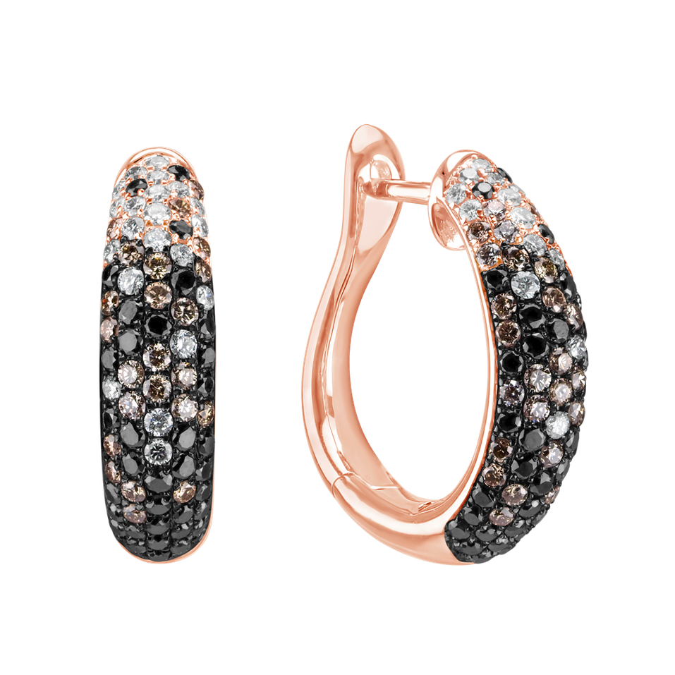 Earrings with white, brown and black diamonds Inferno Rain