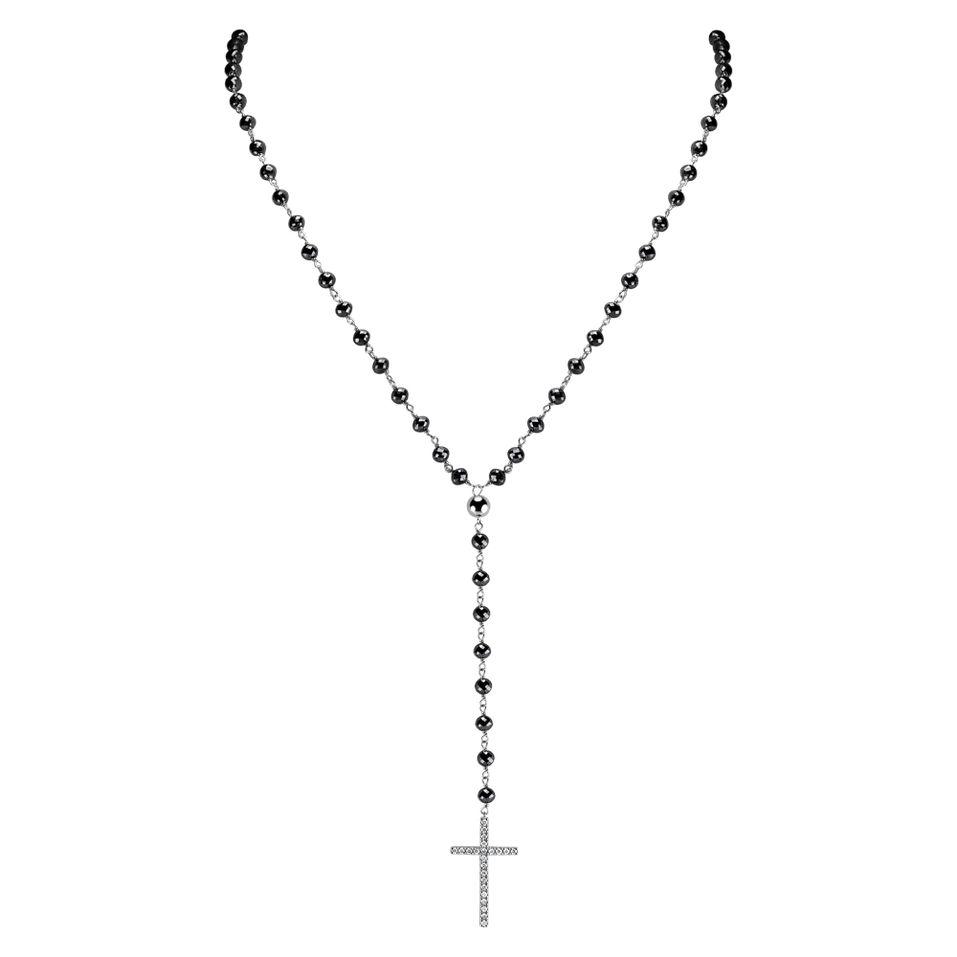 Necklace with black and white diamonds My Religion