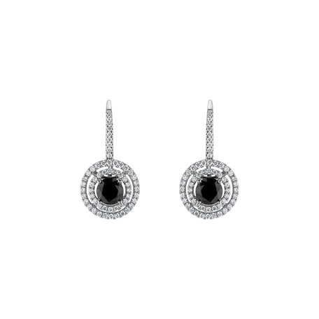 Earrings with black diamonds and white diamonds Bethe