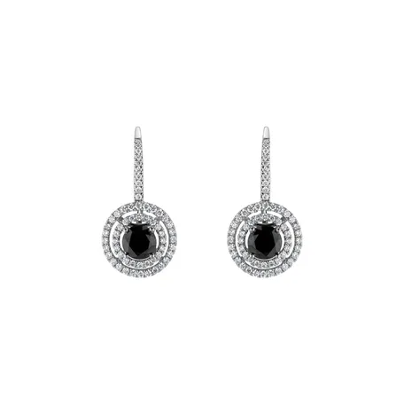 Earrings with black diamonds and white diamonds Bethe