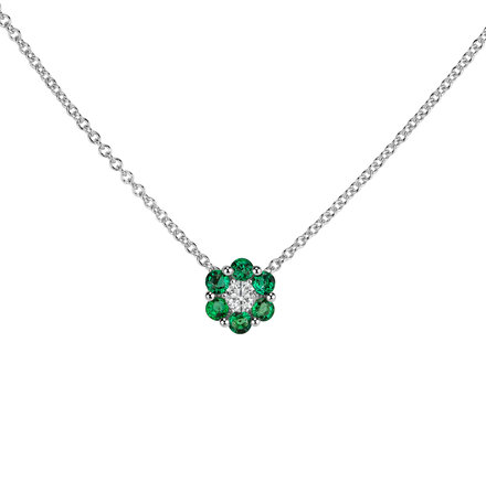 Diamond necklace with Emerald Shiny Constellation