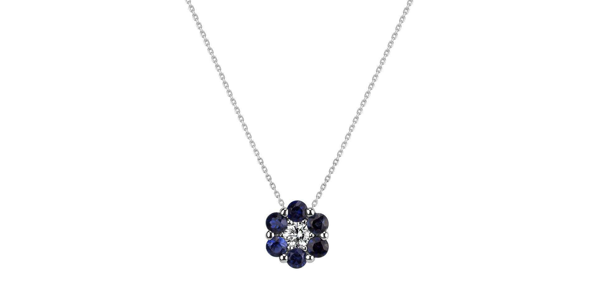 Diamond necklace with Sapphire Shiny Flower