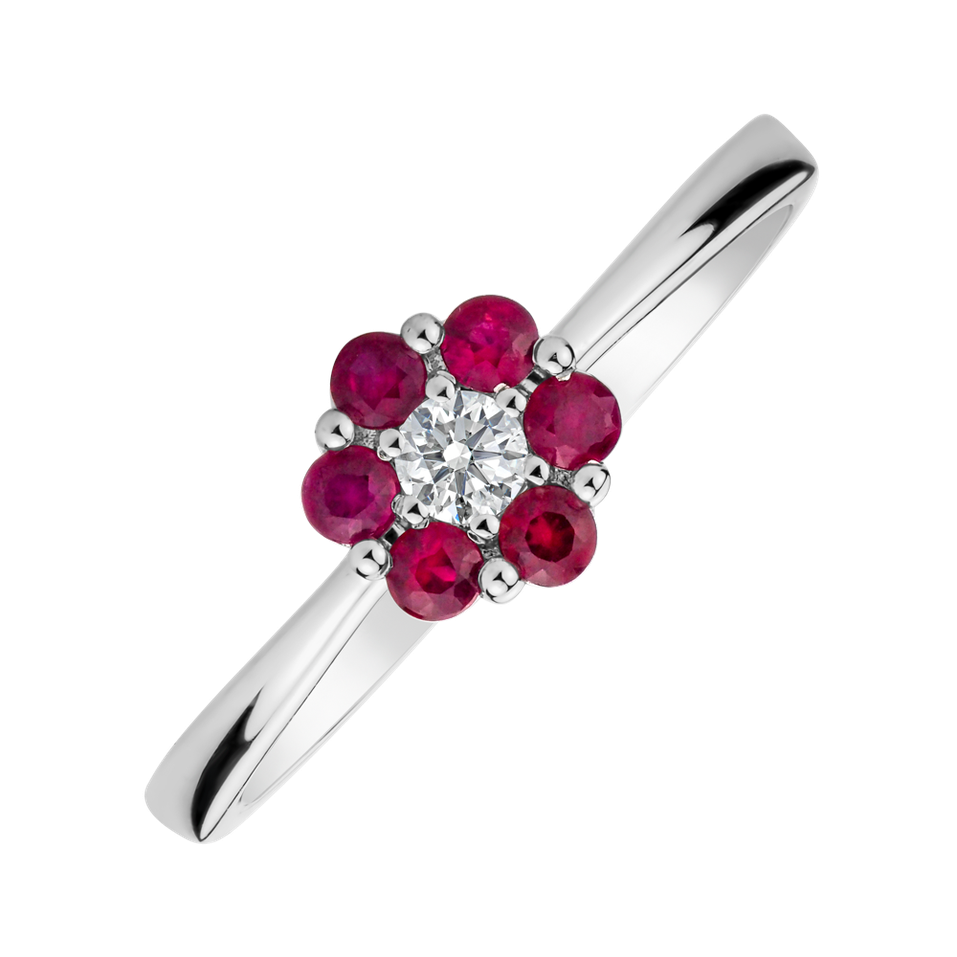 Diamond ring with Ruby Shiny Constellation