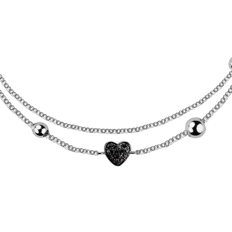 Bracelet with black diamonds Heart