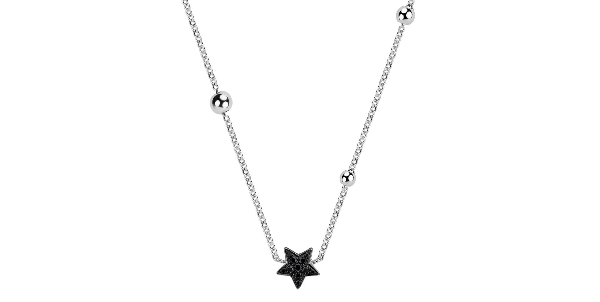 Necklace with black and white diamonds Star Waterfall