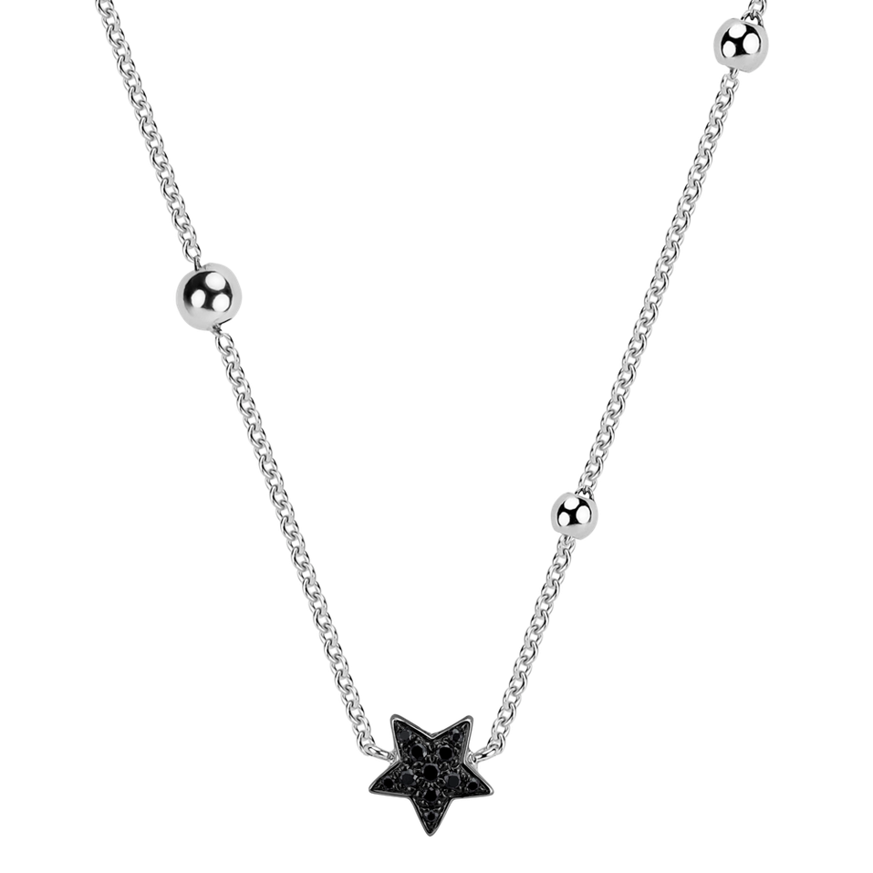 Necklace with black and white diamonds Star Waterfall