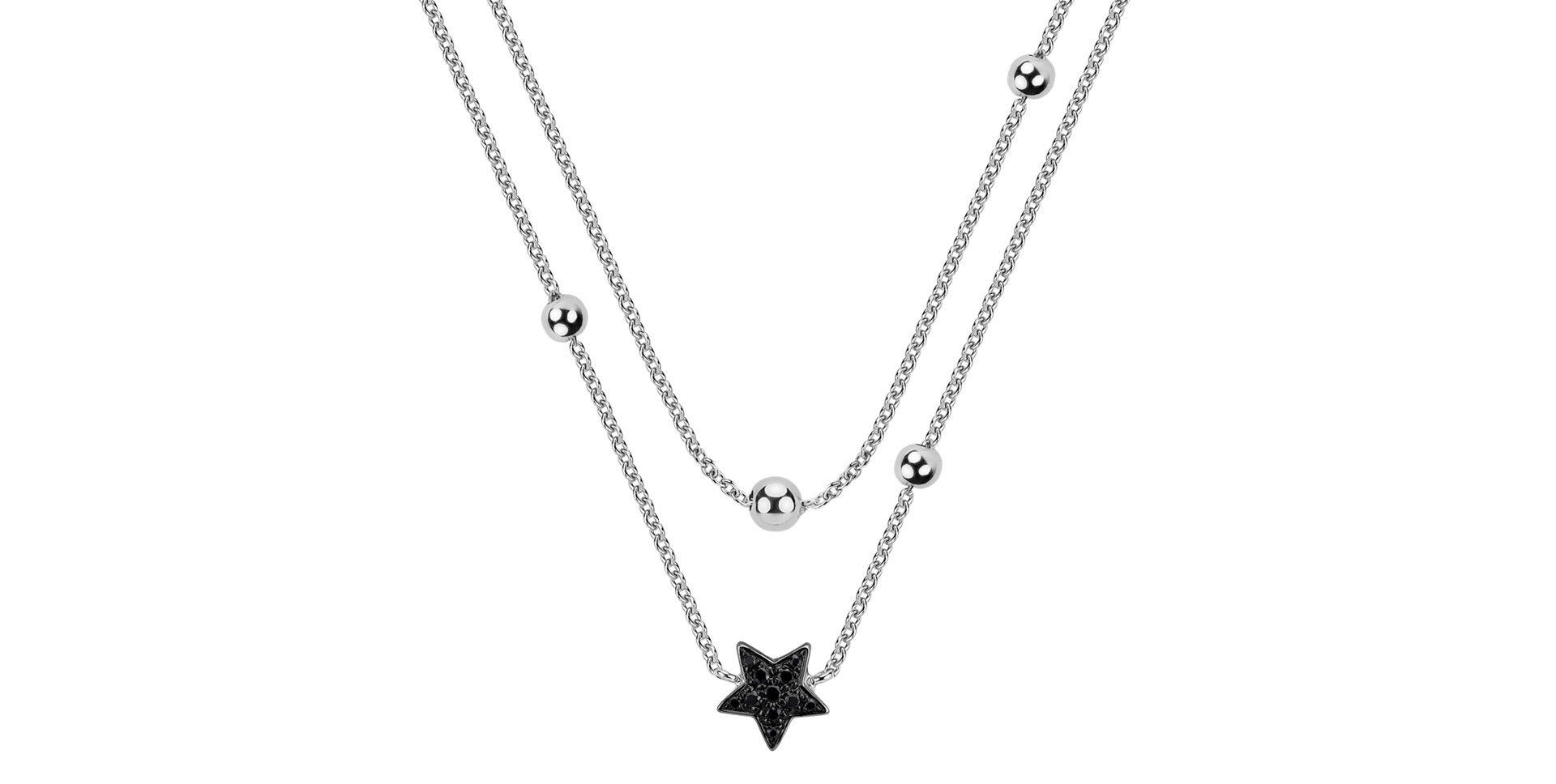 Necklace with black and white diamonds Star Waterfall