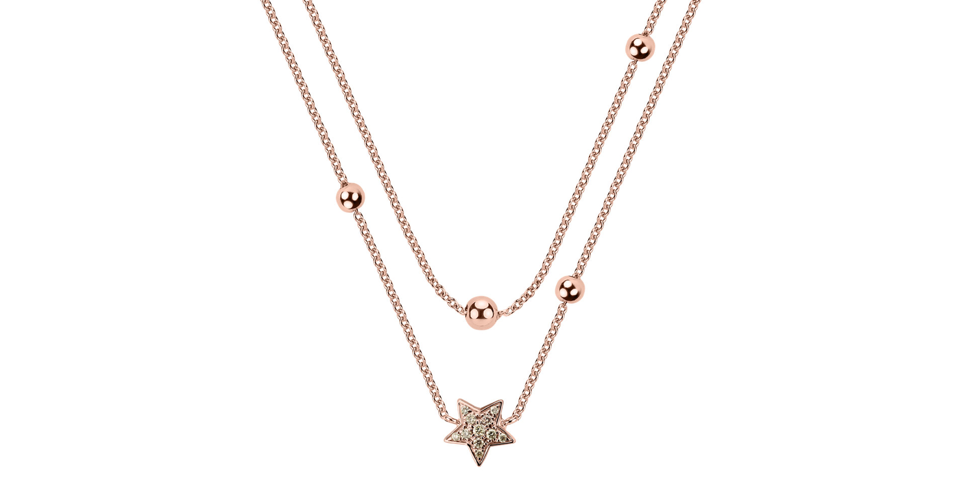 Necklace with brown and white diamonds Star Waterfall