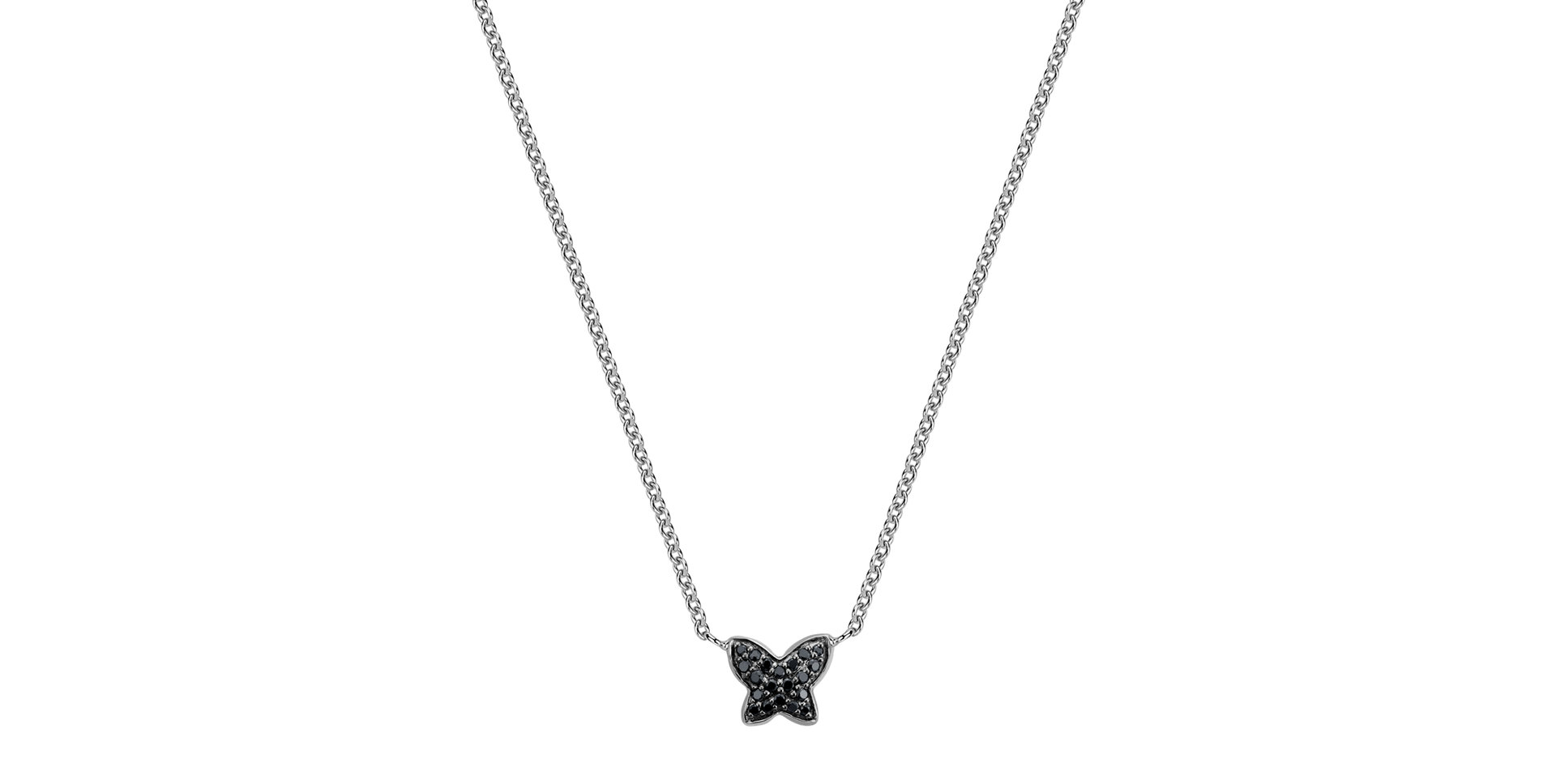 Necklace with black and white diamonds Magic Butterfly
