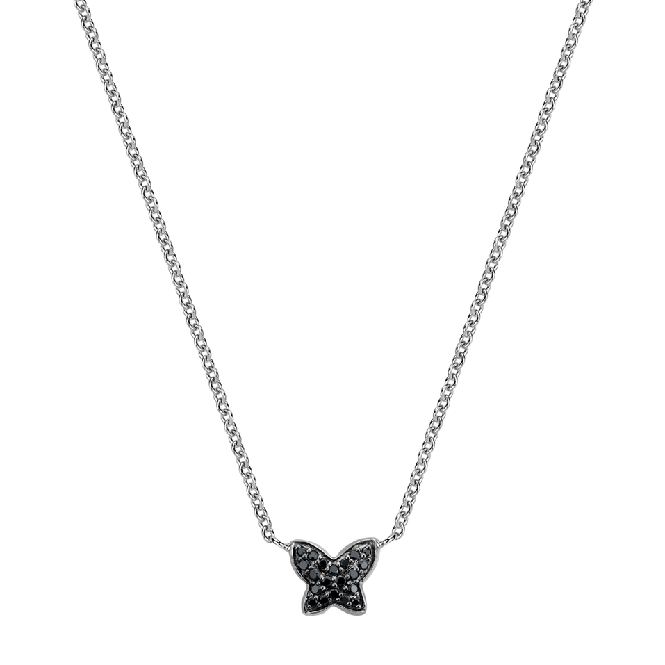 Necklace with black and white diamonds Magic Butterfly