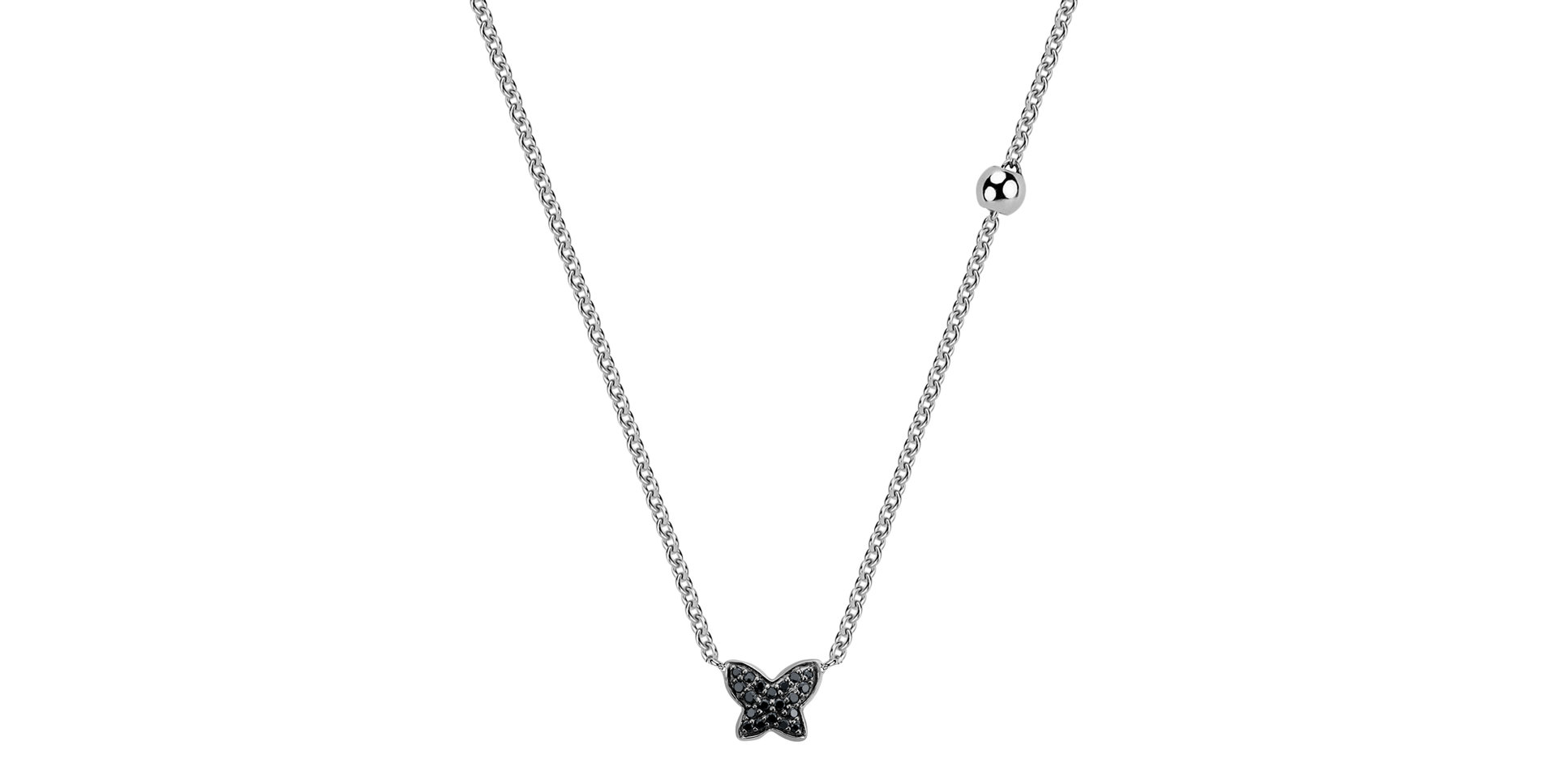 Necklace with black and white diamonds Magic Butterfly