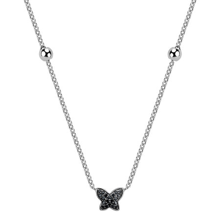 Necklace with black and white diamonds Magic Butterfly