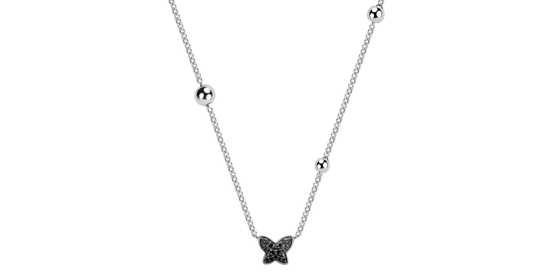 Necklace with black and white diamonds Magic Butterfly