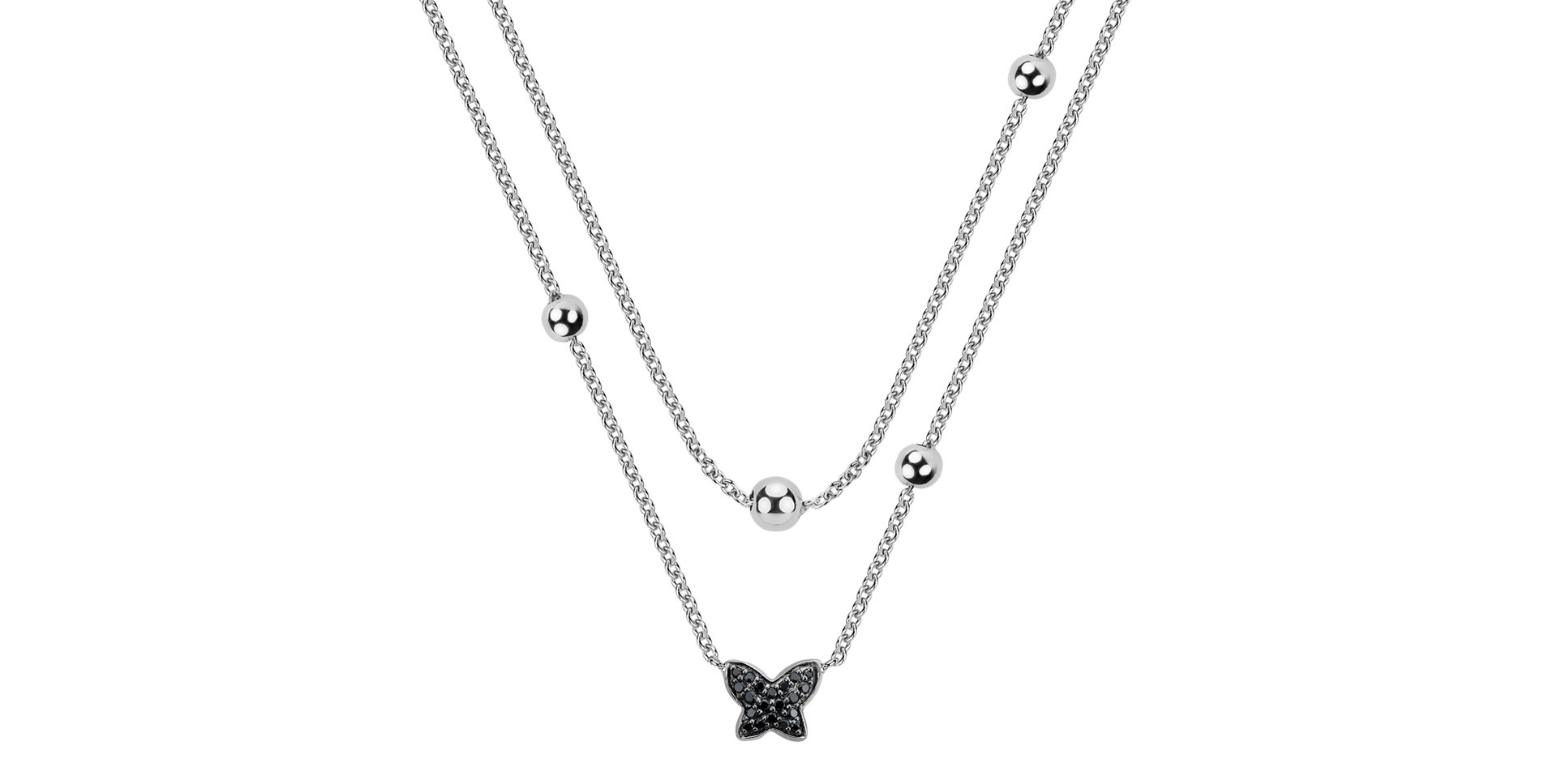 Necklace with black and white diamonds Magic Butterfly