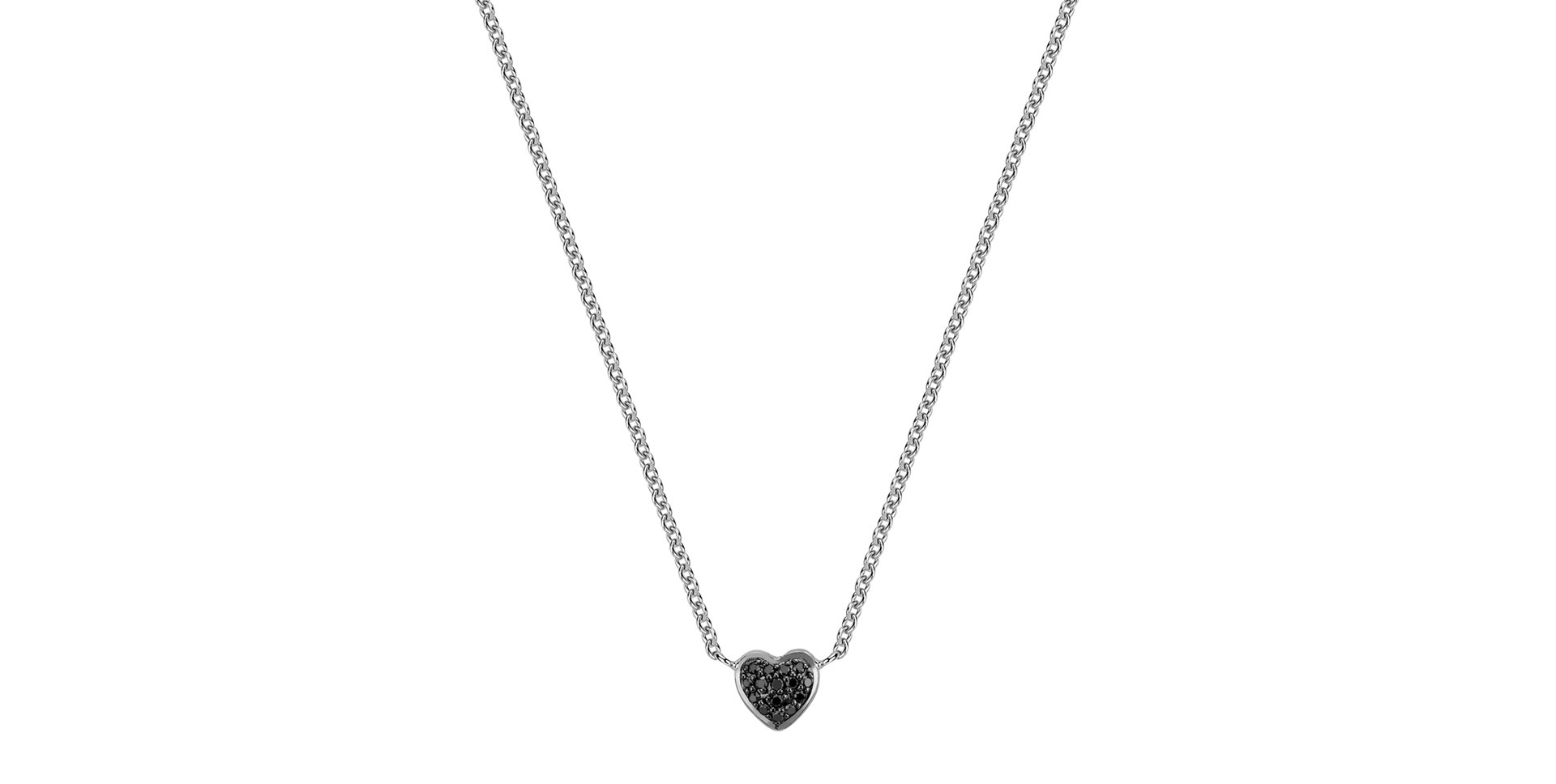 Necklace with black and white diamonds Tender Heart