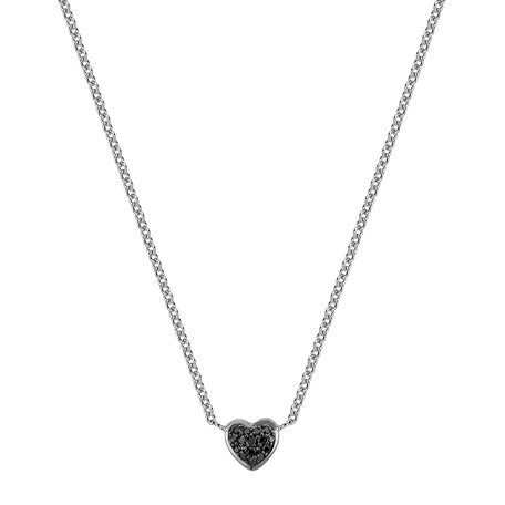 Necklace with black and white diamonds Tender Heart
