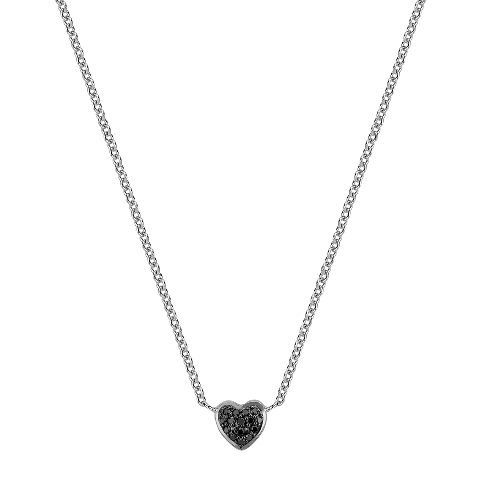Necklace with black and white diamonds Tender Heart