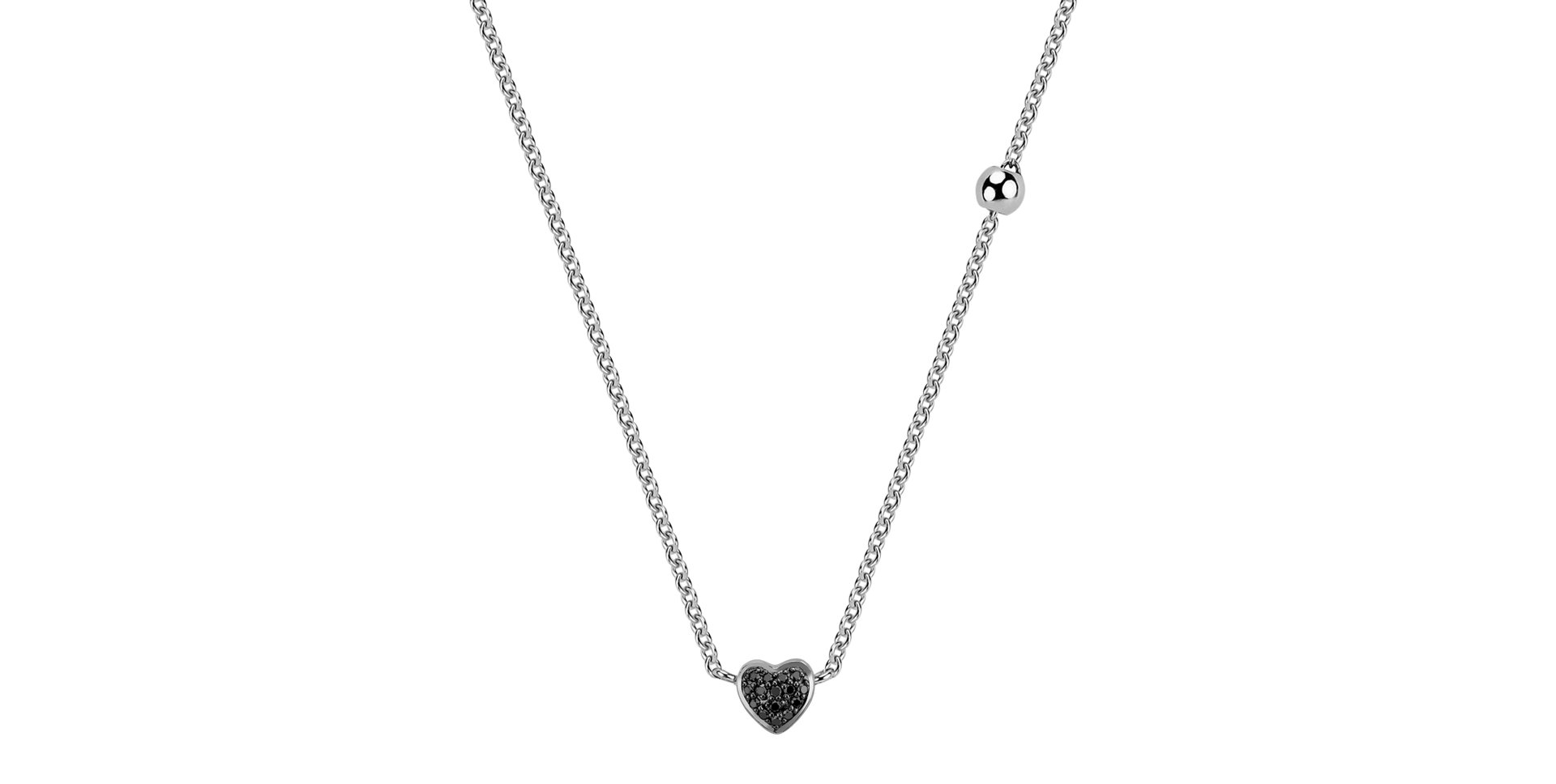 Necklace with black and white diamonds Tender Heart