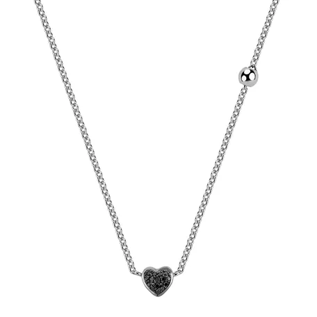 Necklace with black and white diamonds Tender Heart