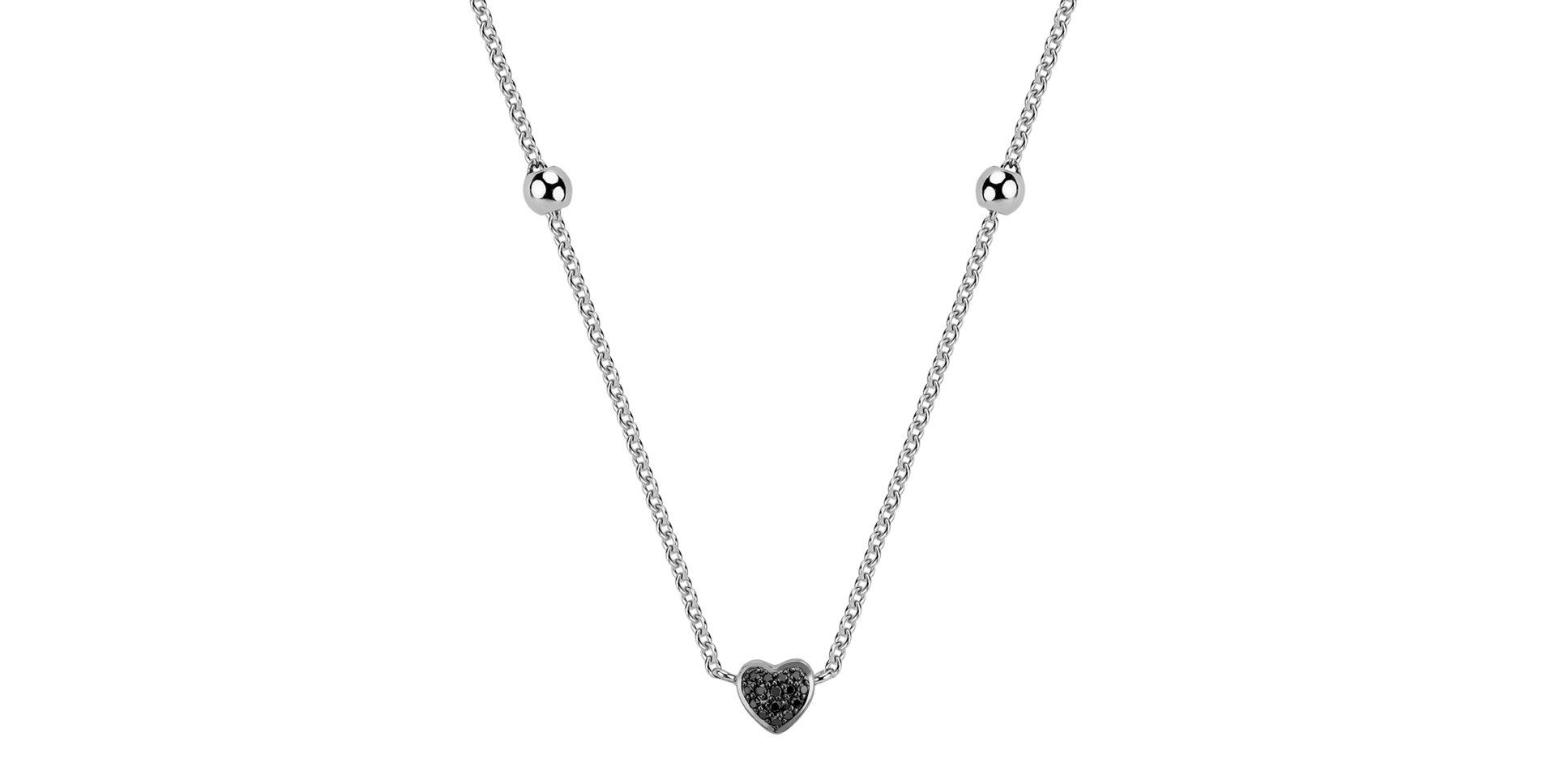Necklace with black and white diamonds Tender Heart
