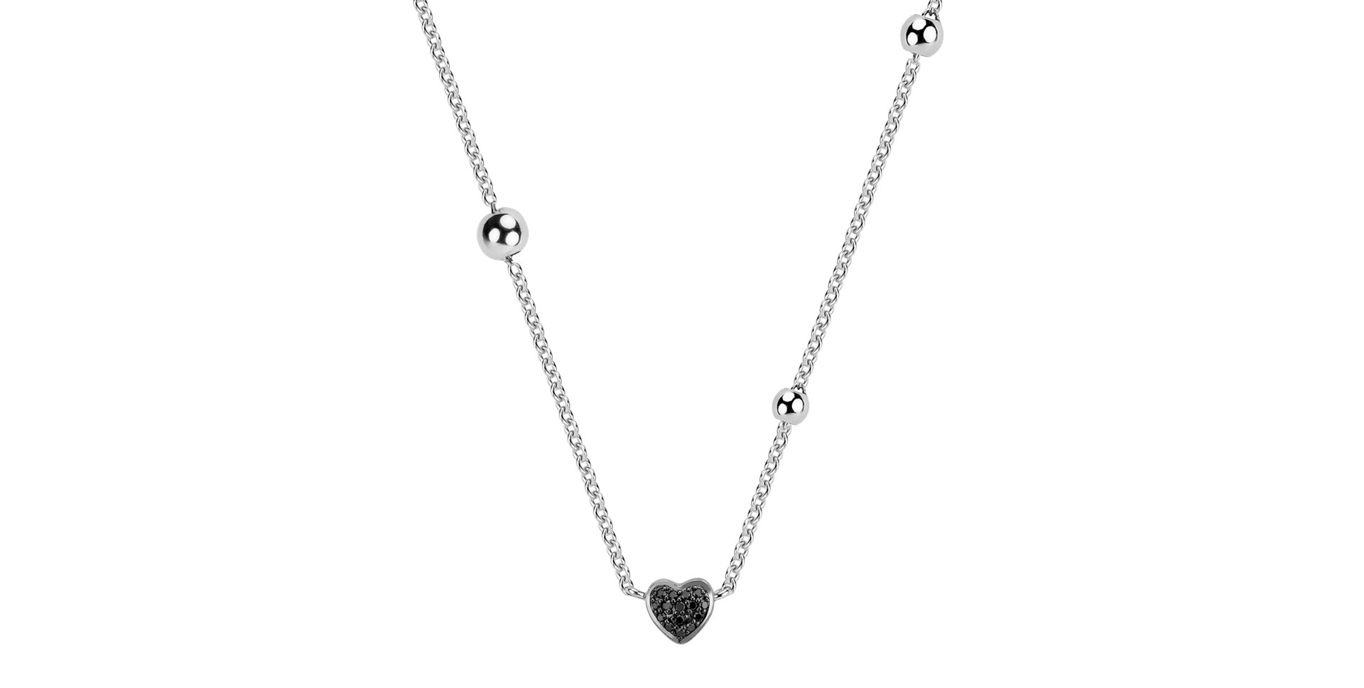 Necklace with black and white diamonds Tender Heart