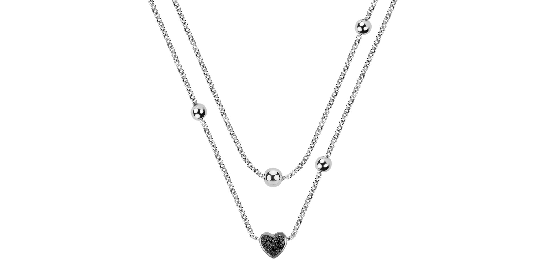 Necklace with black and white diamonds Tender Heart