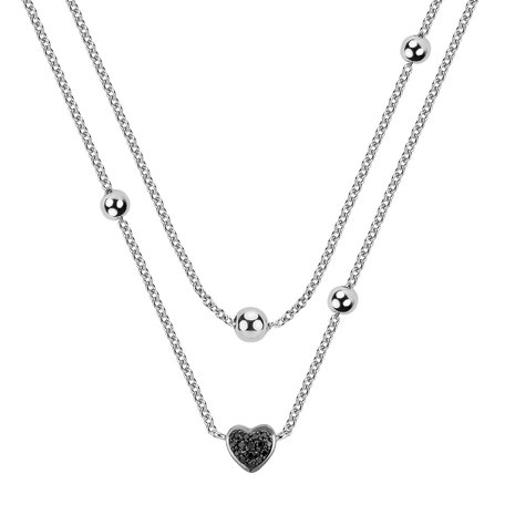 Necklace with black and white diamonds Tender Heart
