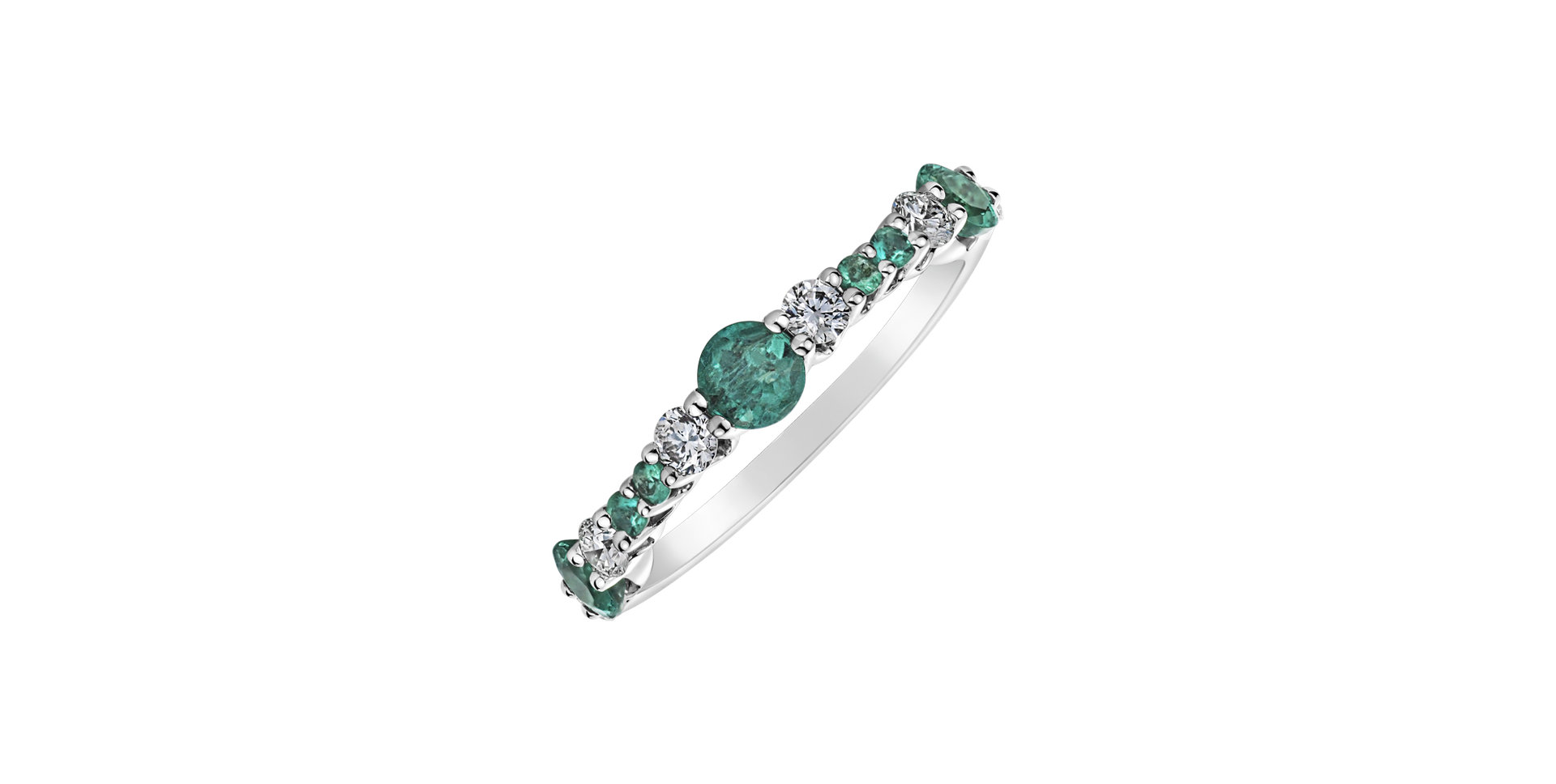 Diamond ring with Emerald Maddalena