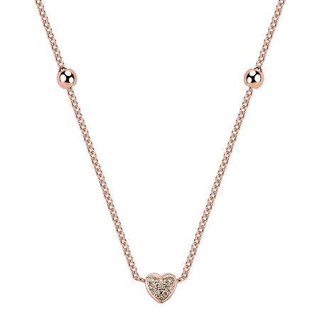 Necklace with brown and white diamonds Tender Heart
