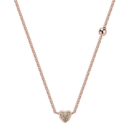 Necklace with brown and white diamonds Tender Heart