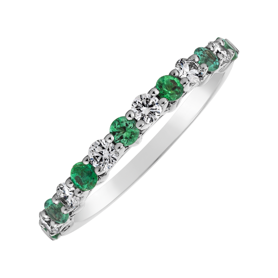 Diamond ring with Emerald Marina