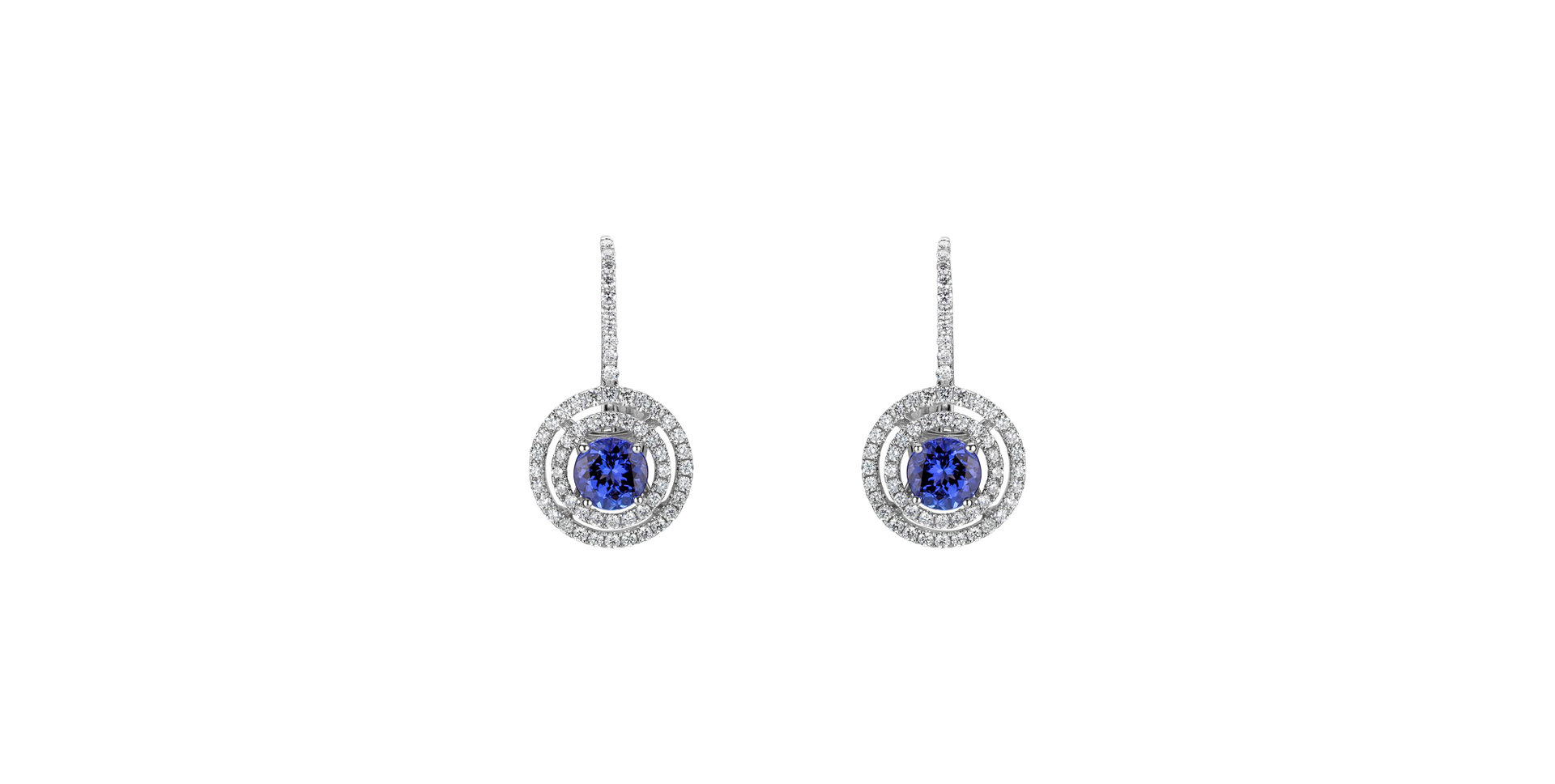 Diamond earrings with Tanzanite Circle Labyrinth