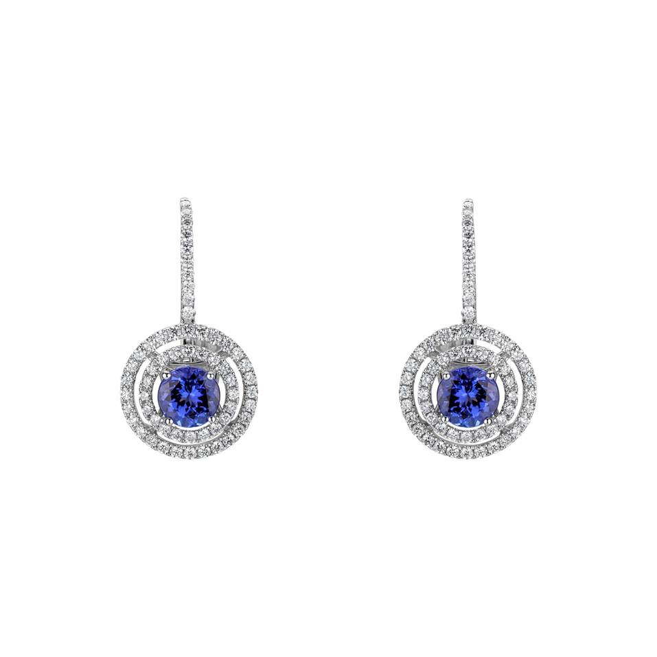 Diamond earrings with Tanzanite Circle Labyrinth