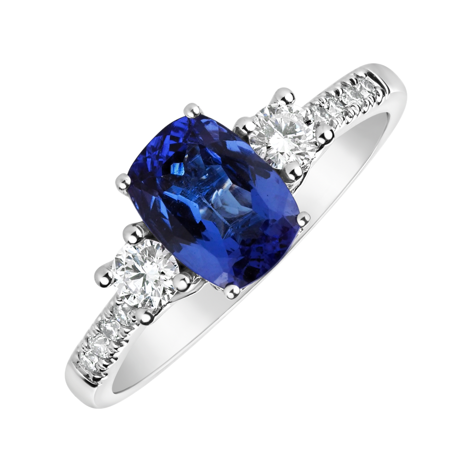 Diamond ring with Tanzanite Galaxy Essence