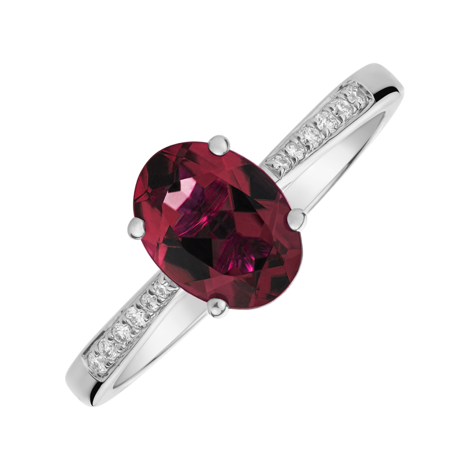 Diamond ring with Rhodolite Bonbon