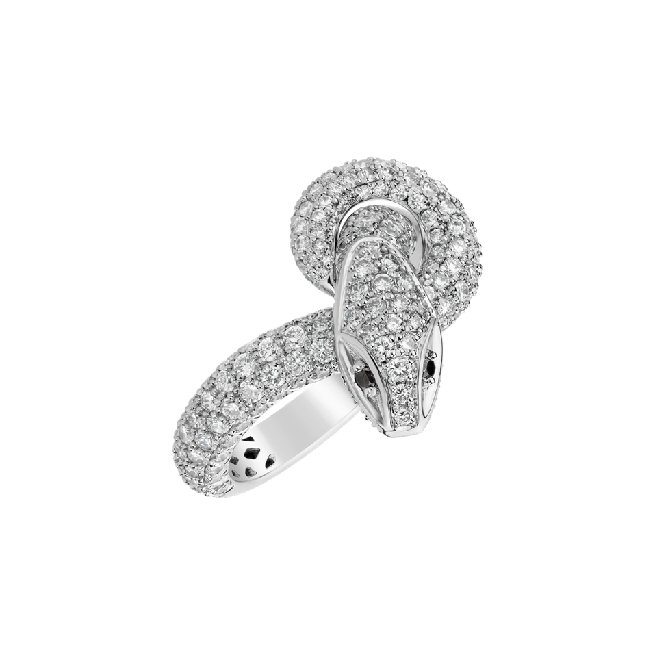 Ring with black and white diamonds Magical Snake