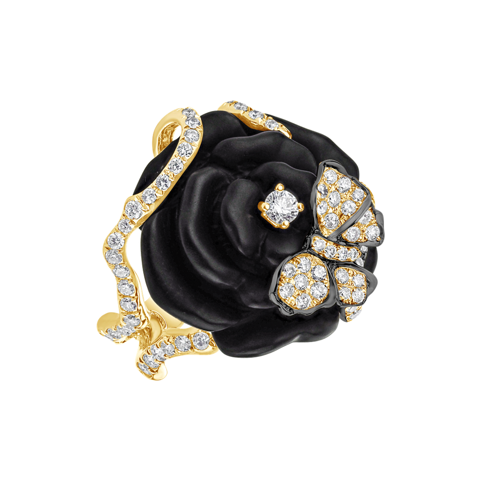Diamond ring with Onyx Glamour Garden
