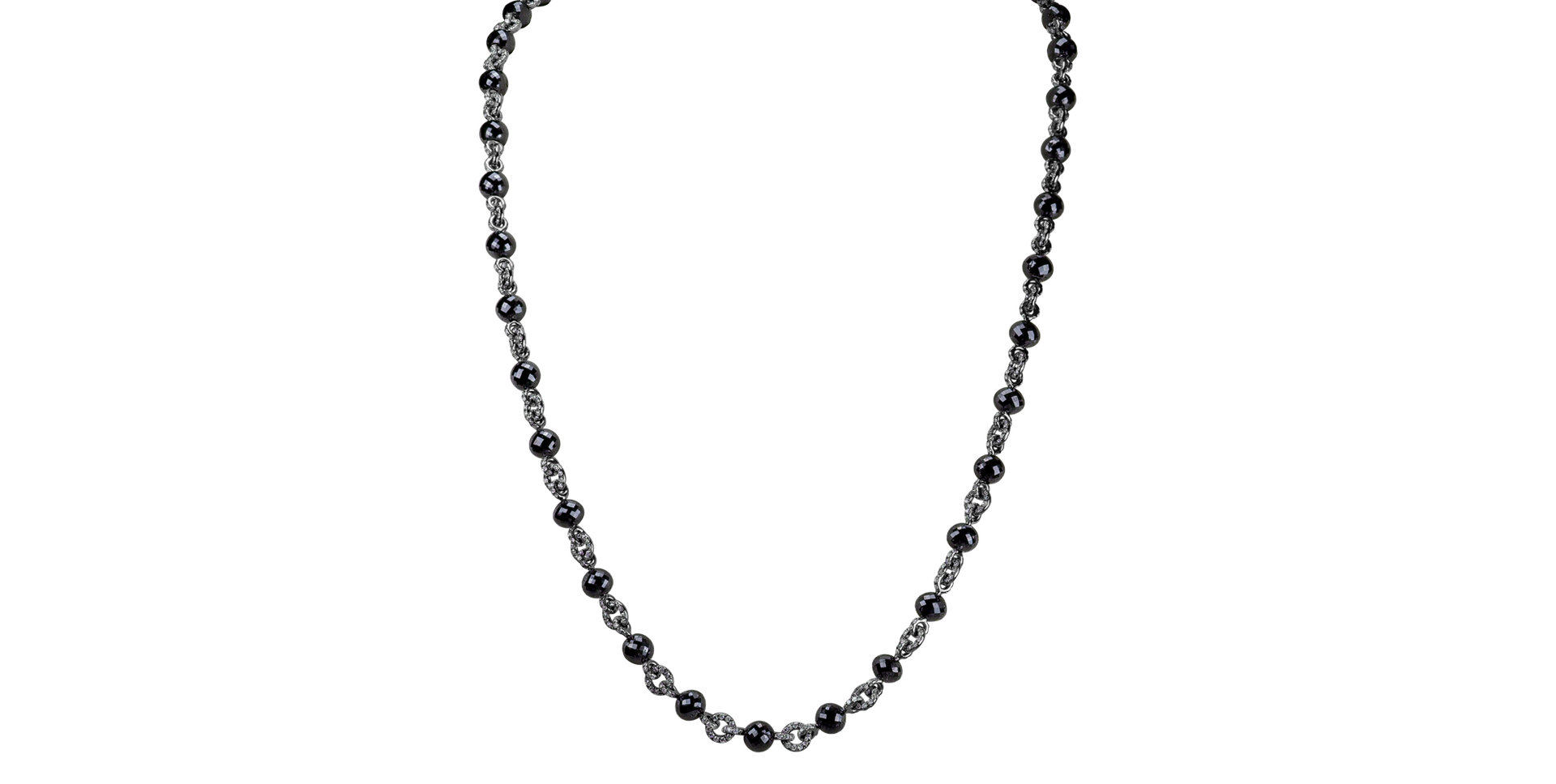 Necklace with black and white diamonds Frozen Night