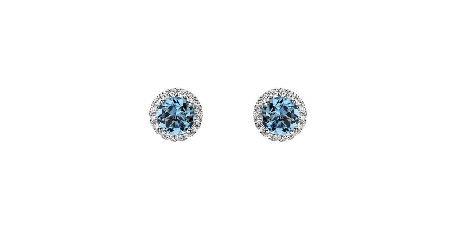 Diamond earrings with Aquamarine Blue Lake