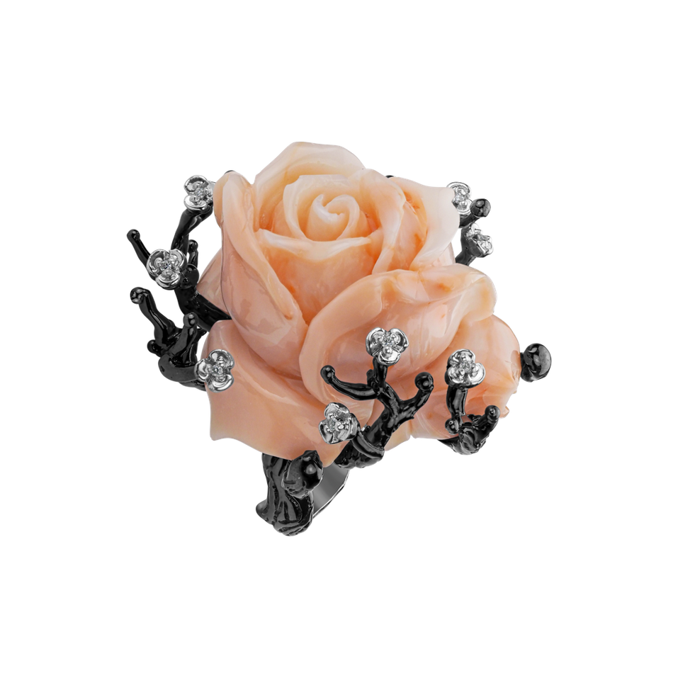 Diamond ring with Coral Branches