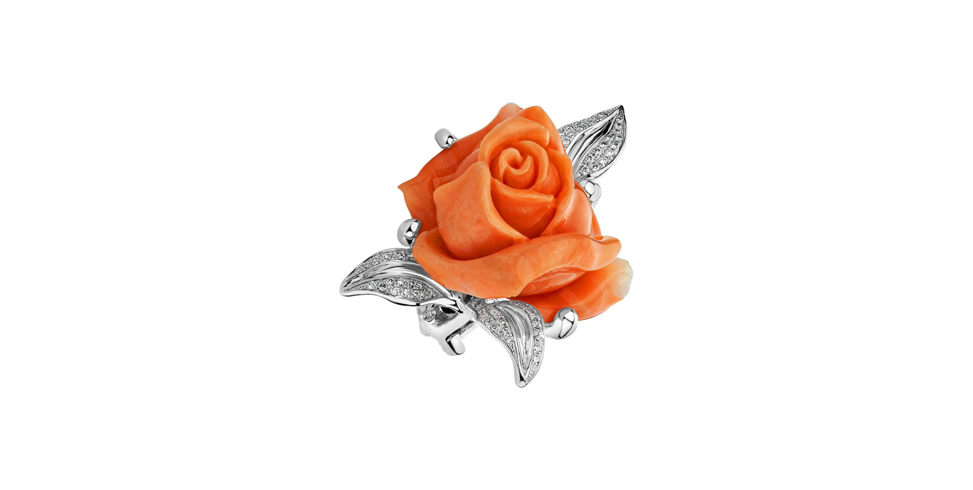 Diamond ring with Coral Greta