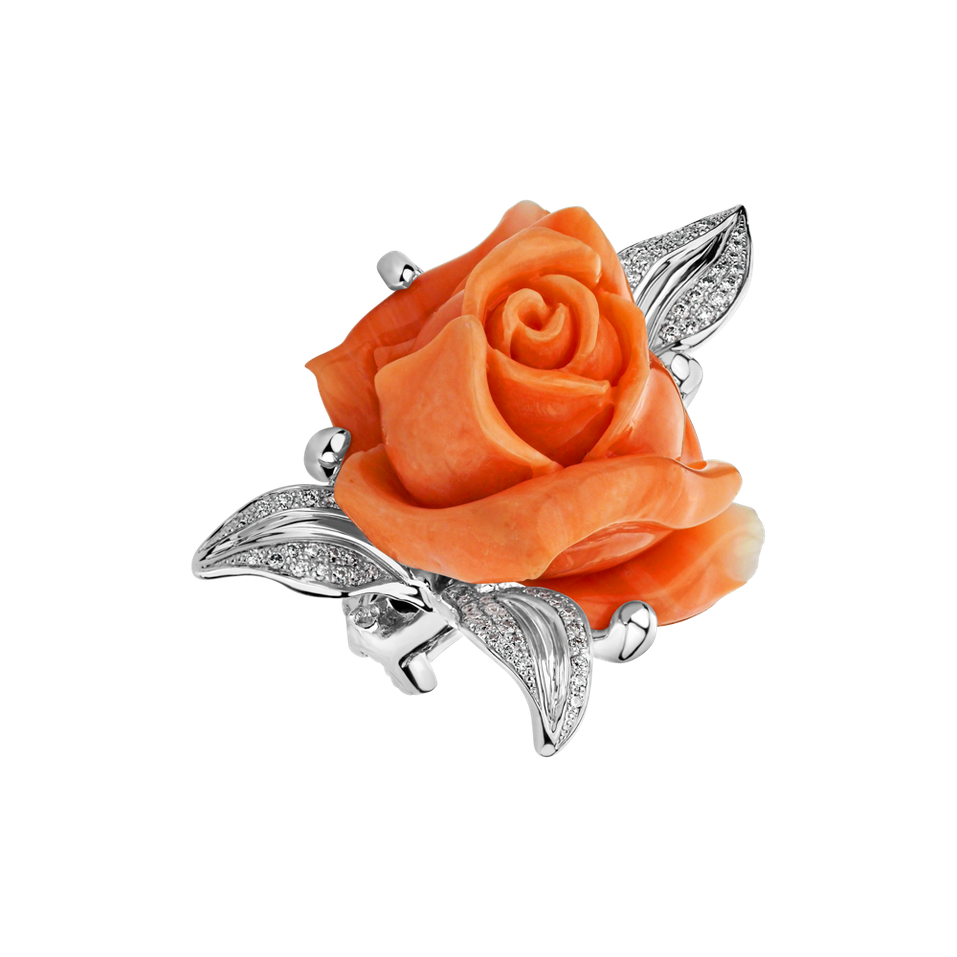 Diamond ring with Coral Greta