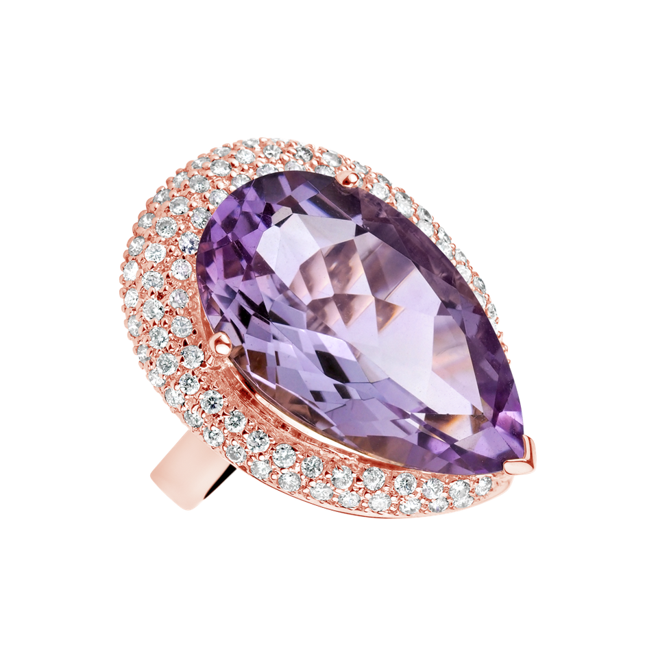 Diamond rings with Amethyst Pink Treasure