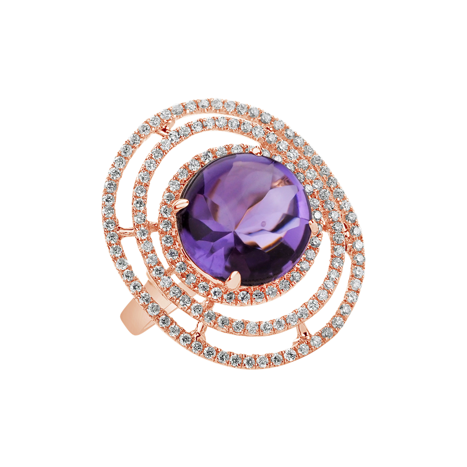 Diamond rings with Amethyst Purple Planet