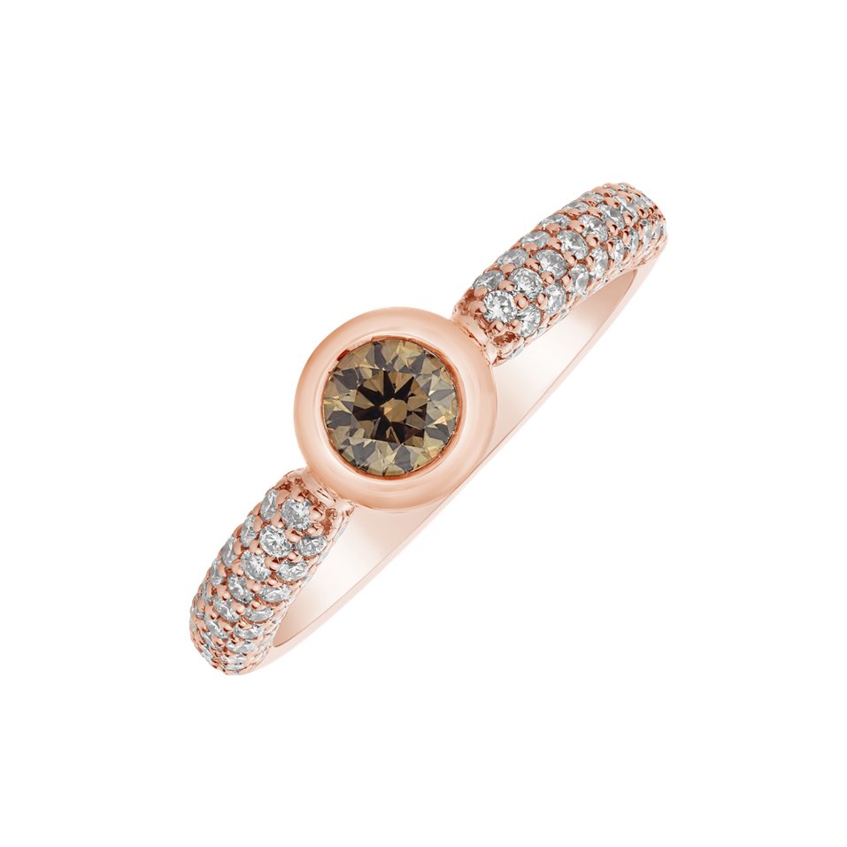 Ring with brown and white diamonds Miracle Ray